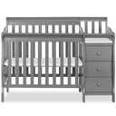 Dream On Me Jayden 4in1 Mini Convertible Baby Crib & Changer with Storage, Steel Grey, Pinewood, GreenGuard Gold & JPMA, 1 Mattress Pad, 3 Mattress Heights, Converts to Mini Day & Twin-Size Bed