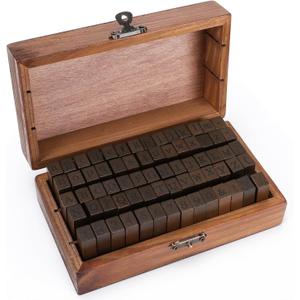 KMIKE Alphabet Stamps Set 70pcs Letter Number Symbol Vintage DIY Craft Card Making Wood Rubber Stamp