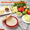 Tortilla Warmer Basket w Removable Insulation Liner, 9.4'' Large Bamboo Taco Warmer w Wooden Lid - Cotton Tortillas Warmer Pouch Microwavable, Lightweight & Durable Container For Bread Roti - Tall