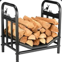 XDCFLA Small Firewood Rack Indoor and Outdoor Firewood Storage. 19 in curved Double Coated Fire Wood Rack. Waterproof Rustproof Stable Log Holder and Fireplace Organizer