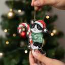 Tuxedo Cat Ornament Hugging Candy Cane 2D Flat Acrylic Ornament - Christmas Tree Decoration, Black and White Cat Holiday Tree Decoration for Pet Lovers 2025
