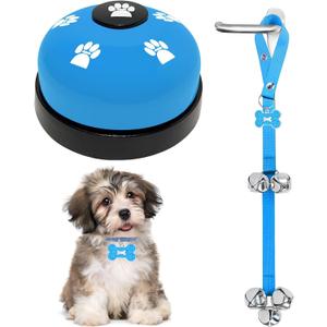 2 Pack Dog Bells, Puppy Potty Training Bell Dog Doorbell Potty Train Dog Bell for Potty Training Door Bells for Dogs to Ring to Go Outside Jingle Bells for Door Knob (Light Blue)