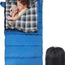 REDCAMP Kids Mummy Sleeping Bag for Camping, 3 Season Cold Weather Sleeping Bag Fit Boys,Girls & Teens, Blue/Rose Red (Navy Blue with Detachable Hood)