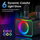 Karaoke Machine,Portable Bluetooth Speaker with 2 Wireless Microphone for Adults & Kids with LED Lights, Karaoke Microphone with PA System Supports USB/TF/AUX,Gift for Party(Black)