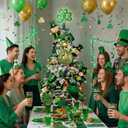 St. Patrick Day Tree Toppers LED Lighted Wood Shamrock Treetop Plug Lucky Shamrock Ornaments Green Irish Tree Decoration for St. Patrick's Day Holiday Indoor Outdoor Party Favors (10 Inches)