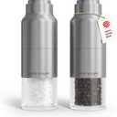 LARS NYSM Salt and Pepper Grinder Set, Stainless Steel Manual Salt and Pepper Mills, Adjustable Ceramic Grinder, Design Spice Shakers (Stainless Steel)