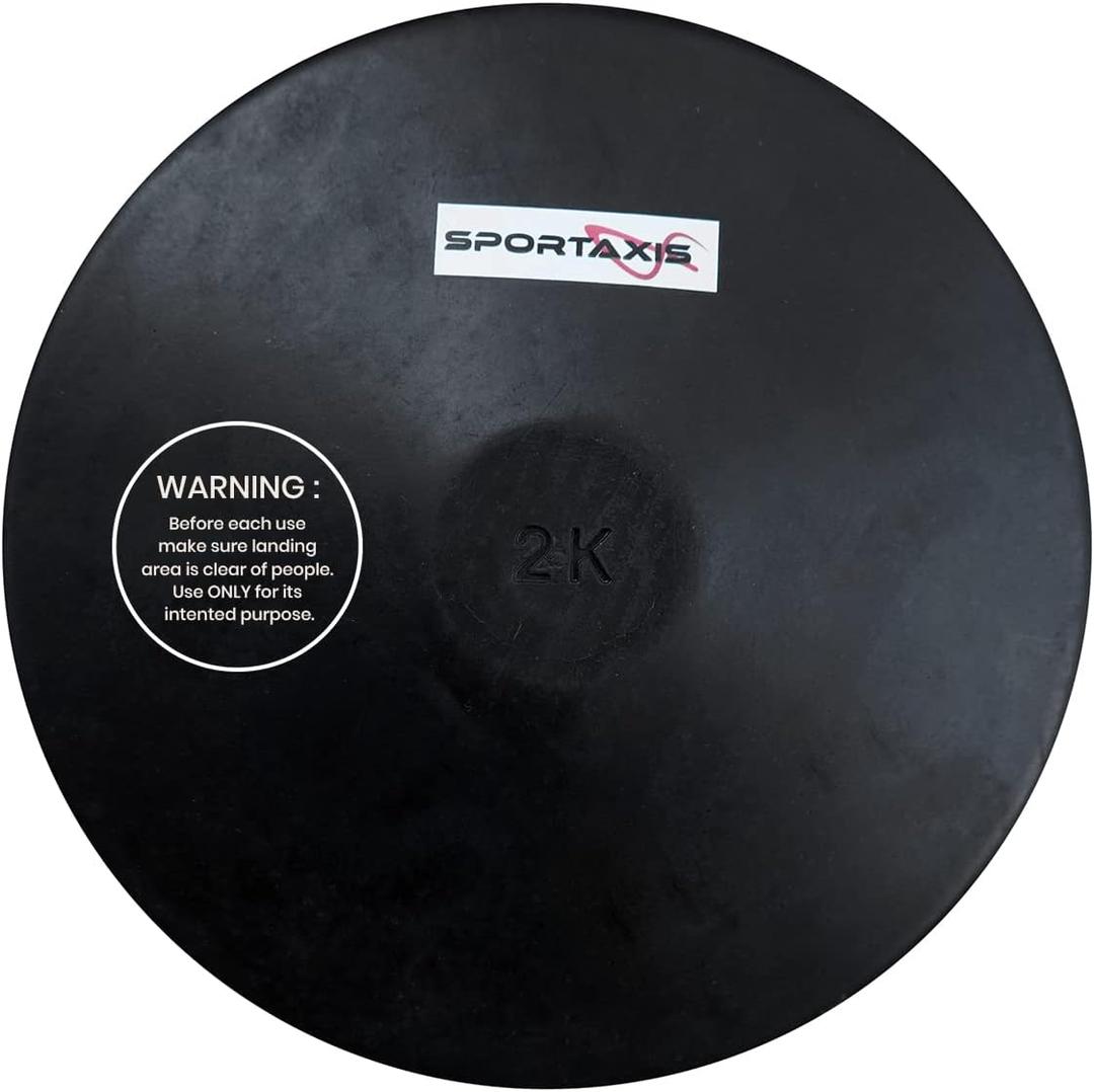 SPORTAXIS Rubber Discus Throw - Solid Rubber Construction - Ideal for Track and Field Training - Enhance Your Discus Throwing Skills  Ideal for High School & College Throwers (2 KG, Black)