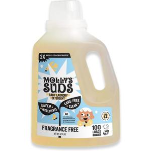 Molly's Suds Baby Liquid Laundry Detergent | Removes Formula, Poop & Spit-Up Stains | Extra Gentle for Infants, Babies, Toddlers (Fragrance Free, 100 Loads) (52 Fl Oz)