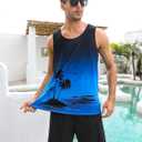 uideazone Mens Beach Tank Top Summer Sleeveless Shirt Graphic Quick Dry Gym Workout Tank Top (XXL)