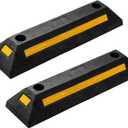 ZONETECH Heavy Duty Rubber Parking Guide - 2 Pcs Premium Quality Durable Car Garage Wheel Stopper Professional Grade Park with Reflective Yellow Tape Curb