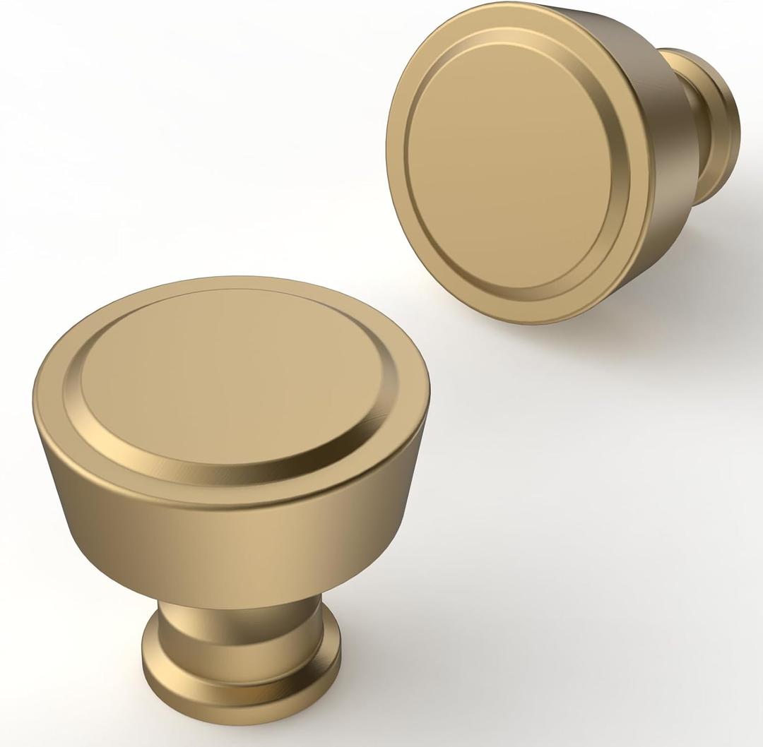 10 Pack Champagne Bronze Cabinet Knobs 1-1/5 Inch(30mm) Single Hole Cabinet Pulls Round Kitchen Cabinet Knobs