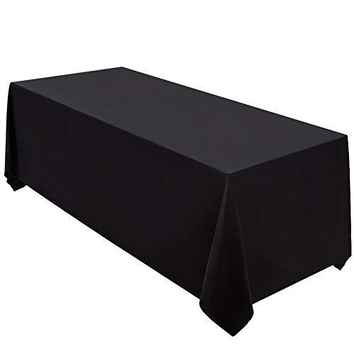 Surmente Black Tablecloth 90 x 132-inch Rectangular Polyester Table Cloth for Weddings, Banquets, or Restaurants