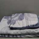 Dinjoy Blue Quilts Set Queen Size, Botanical Bedspread Bedding Set Floral Leaf Pattern Reversible Quilt Coverlet Set 3 Pieces, Summer Botanical Bed Cover All Seasons with 2 Pillow Shams