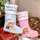 Cuteoy Babys First Christmas Stockings Boy Girl Xmas Stockings Gifts for Newborn Ornament Home Family Decor,Pink, 20