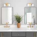 Andy Star Gold Bathroom Mirror,22x30'' Brushed Brass Metal Frame Rounded Corner Wall Mirror,Rectangle Wall Mounted Mirror Glass Panel Hangs Horizontal or Vertical for Bathroom,Vanity,Washroom