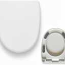 MinSha U-Shape Toilet Seat Replacement, Soft Close Quiet No Slam, PP Plastic Heavy-Duty Durable, Quick Release Easy Install, Fits 16.5 Round Toilets MinS518