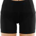 THE GYM PEOPLE High Waist Yoga Shorts for Women's Tummy Control Fitness Athletic Workout Running Shorts with Deep Pockets, Large