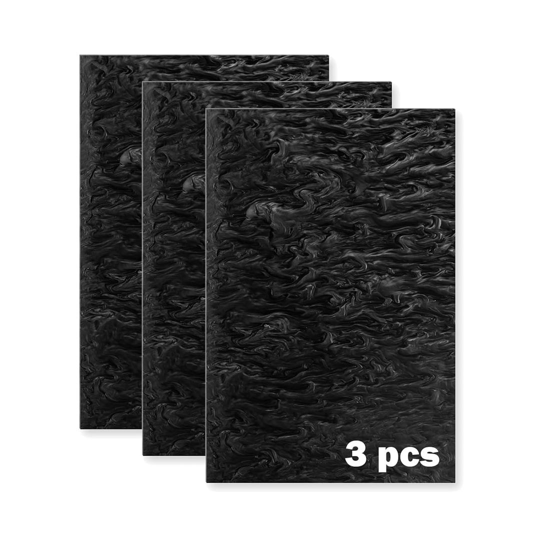 Pearlescent Ripple Cast Acrylic Sheets 1/8 Thick for Laser Cutting Plexiglass Sheets for Art Design Crafting DIY Home Decore Festival Ornaments (3, Black, 8x12 Inch)