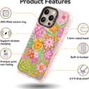 Rosarnnah for iPhone 16 Pro Max Case Cute - Durable Shockproof 6.6 ft Drop Impact Phone Case - Funny Passion Flower Design (6.9") Glitter Pink