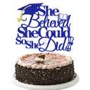 YUINYO She Believed She Could So She Did Cake Topper,2026 Graduation Cake Topper,Graduation Decorations for Girls,2026 High School/College/University Party Decoration (Dark blue)