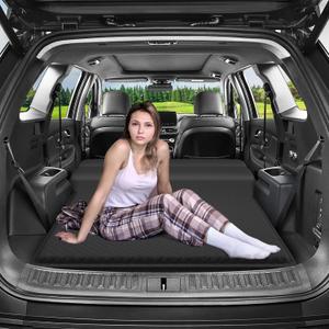 SUV Air Mattress, Self-Inflating Memory Foam Car Bed Mattress for SUV, Travel Camping Car Sleeping Pad with Storage Bag (Black)