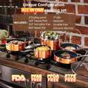 Deluxe DUXANO 14PC Healthy Pots and Pan With 9H Anti-scratch Coating, 2-Layer Non-Stick Ceramic&PFAS Free, Sensitively&Evenly Induction Cooking, Enhanced Flavor with Infrared Cookware, Dishwasher Safe, extra large