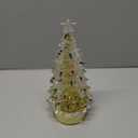 Christmas Tree Glass Decorative LED Light: 13.5" Tall, Battery Operated Holiday Tabletop Ornament, Frosted Glass Christmas Home Decor, Xmas Tree Night Light for Indoor Decor White