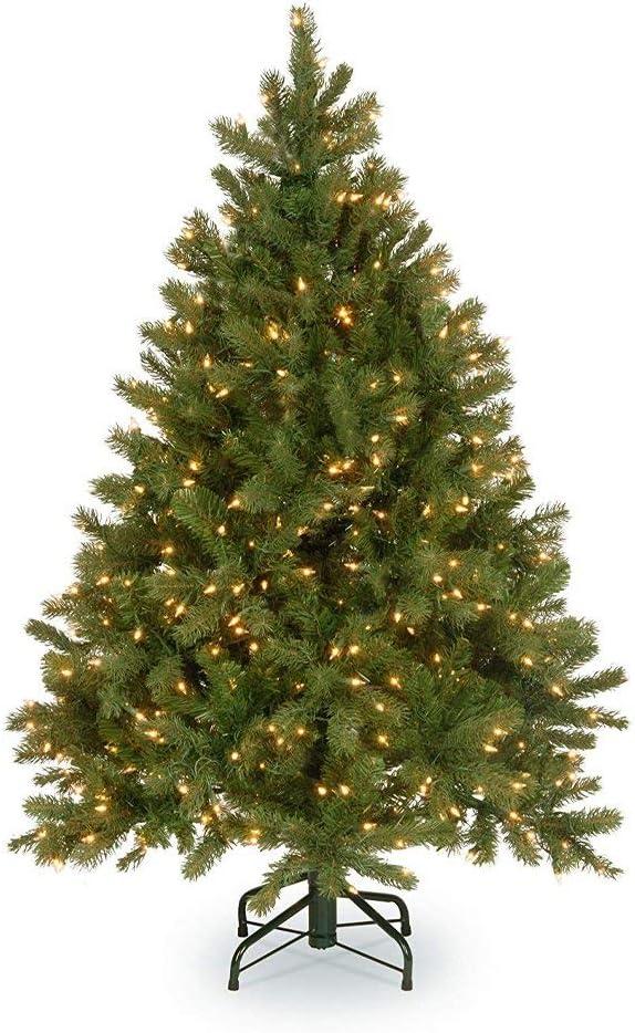 National Tree Company 4.5 ft Pre-Lit Downswept Douglas Fir Artificial Christmas Tree, 450 Clear Lights, 525 Tips, Includes Stand, Green