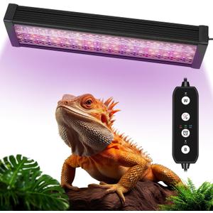 UVA UVB Reptile Light,15Inch Full Spectrum LED Reptile UVB Lamp for Bearded Dragons,Turtles,Geckos,Chameleons,Lizards,Snakes,12000H Long Lifespan Adjustable Timer Calcium Absorption Lamp for Terrarium