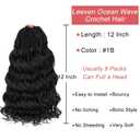 Leeven Curly Crochet Hair 12 Inch 8 Packs Pre Looped Ocean Wave Crochet Hair Black Short Boho Ocean Braids Pre Twisted Synthetic Deep Wavy Crochet Braids for Women