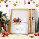 HKBS Framed Christmas Wall Art Decor, Set of 3 Christmas Wall Canvas Prints Pictures Farmhouse Santa Claus Is Coming To Town for Holiday Home Decorations Indoor (12"x16", Burlywood)