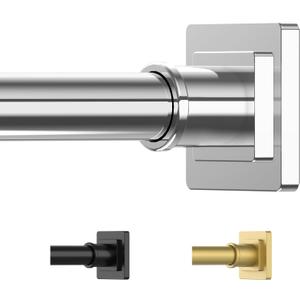 Stainless Silver Shower Curtain Rod 31-55 Inches Non-Slip Shower Rod Tension Mounted No Drill Shower Curtain Rods Spring Tension Rod Adjustable Tension Curtain Rod for Windows Bathroom (31"-55", Stainless Silver)