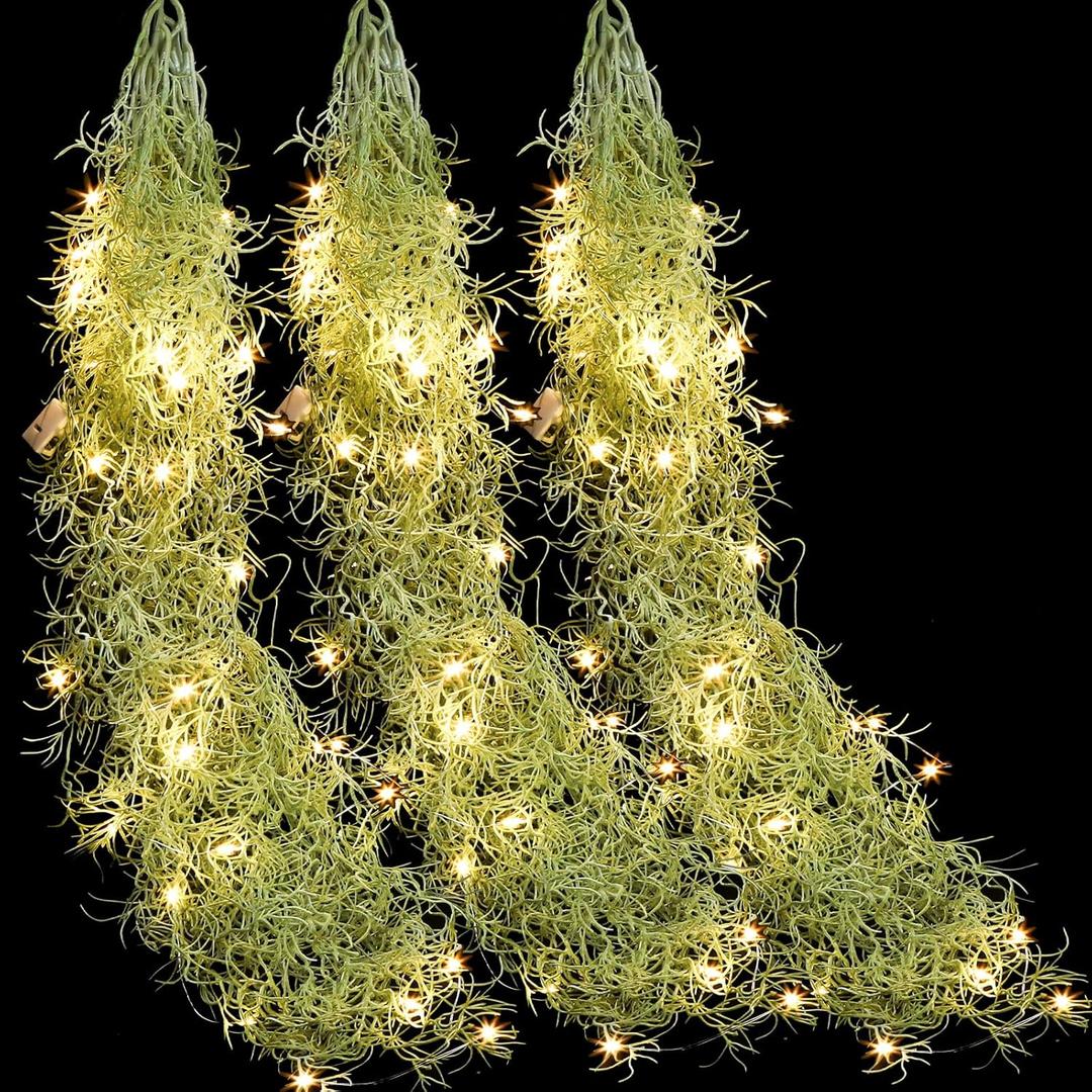 3 Packs LED Artificial Hanging Plants, 3.6 ft Fake Hanging Plant, Ivy Vine Fake Leaves Greeny Chain Wall Home Room Garden Wedding Garland Outside Decor (Basket Not Included) (Vines Moss)