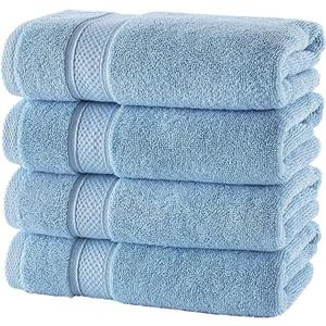 NOVA Luxury Linen - Hotel Quality Turkish Towel Set for Bathroom (4 Pcs Washcloth Set, Sky Blue)