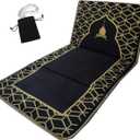 Back Support Prayer Mat Muslim Rug Islamic - Padded Prayer Rug Sajadah for Men Women for Eid Travel Ramadan, Masjid, Soft and Luxury (Black)