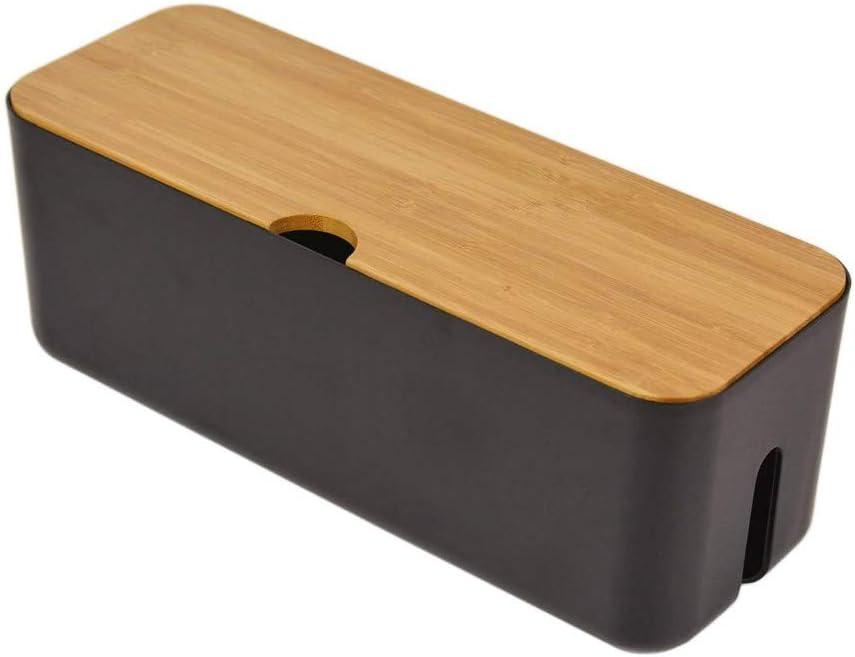 Cable Management Box| Power Stripe Organizer|Cord Organizer Box| Hide and Conceal Power Strips and Electrical Cords from TVs, Computers, and Desks| Keep Pets Safe (Black)