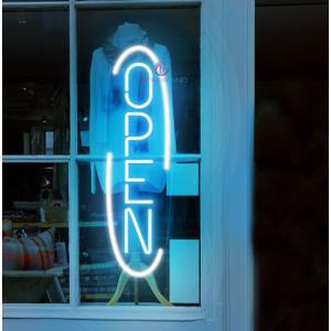 Vertical Open Led Sign 24x7.4'' with Remote-Super Bright both Outdoor and Indoor Neon Sign business window light (24'' Height, Light Blue)