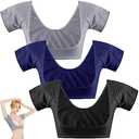 Zhanmai 3 Pcs Underarm Sweat Vest Armpit Sweat Proof Pads for Under Armpits Underarm Proof Pads for Women(X-Large, Black, Navy Blue, Dark Gray)
