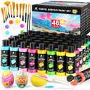 VigorFun  Pastel Acrylic Paint Set 1Knives & Palette, 48 Colors (2oz/60ml) - for Adults, Kids, Artists & Beginners - Canvas Ceramic Rock Wood Egg Painting Kit