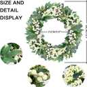 Eucalyptus Wreaths for Front Door, 18Inch Artificial Green Front Door Wreath Spring Summer Porch Decor with Berries for Home Farmhouse Wall Outdoor Decorations.