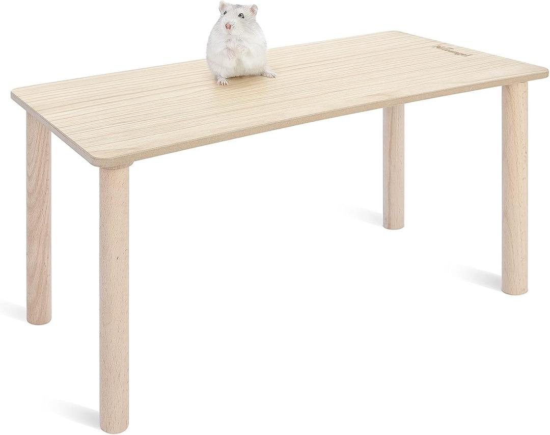 Niteangel Hamster Play Wooden Platform for Dwarf Syrian Hamsters Gerbils Mice Degus or Other Small Pets (Rectange - 7'' Height, Burlywood) (Rectangle - 15.7" x 7", Wave 9")