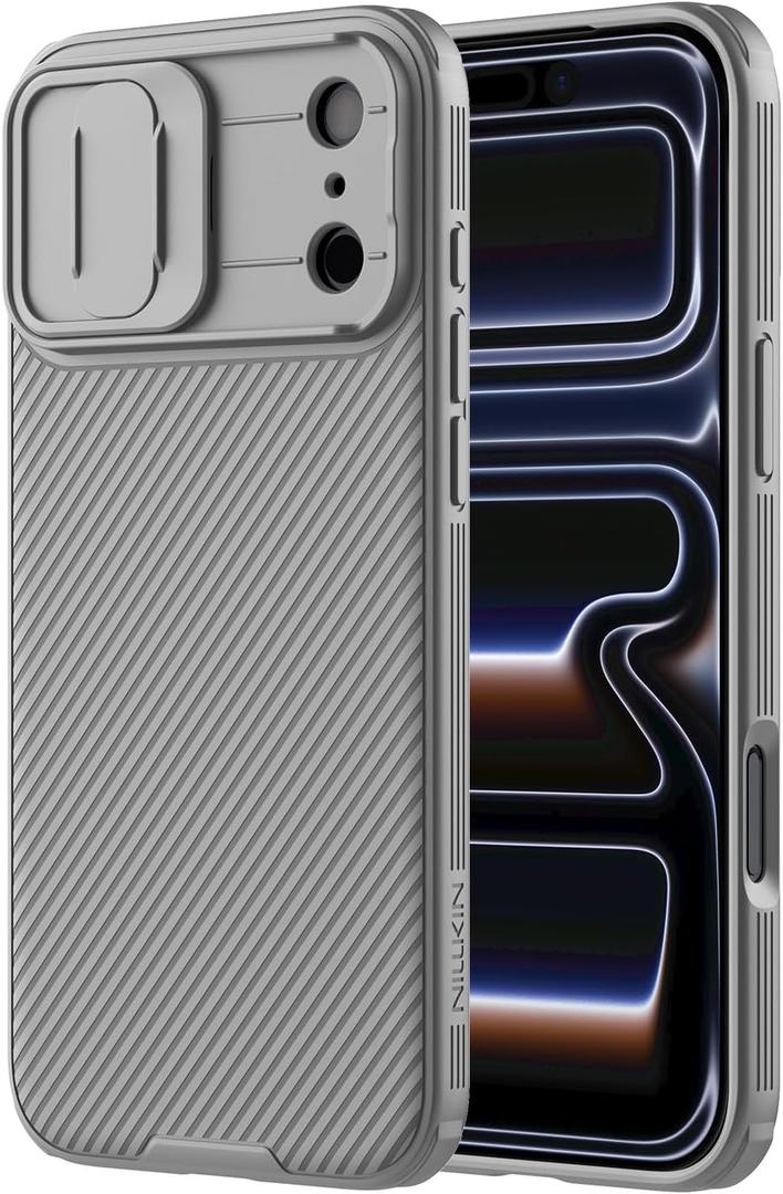 Nillkin for iPhone 17 Pro Case with Slide Camera Cover, Thin Slim Fit, Shockproof Protective, Protector Privacy, Phone Case iPhone 17 Pro Camera Lens Protector 6.3 inch, Gray