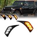 for 2018 2019 2020 2021 2022 Jeep Wrangler JL JLU Gladiator JT LED Sequential Side Marker Light Front Fender Vent Light Switchback White & Amber DRL Turn Signal Lamp