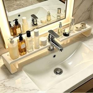 Faucet Storage Organizer Rack No Drilling, (White, 19.6in/50cm)