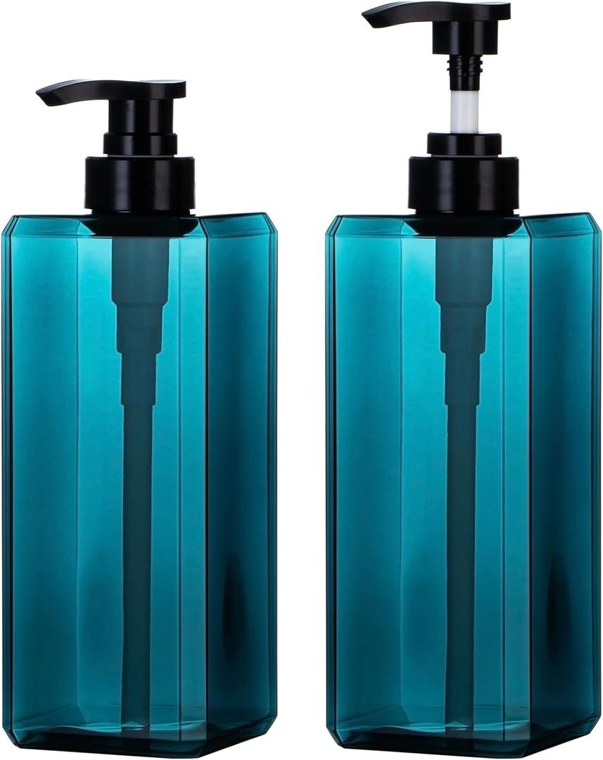 Yebeauty Pump Bottle Dispenser, 27oz 800ml Empty Plastic Shampoo Pump Dispenser Shower Soap Dispenser Refillable Liquid Containers for Conditioner Body Wash, Bathroom Kitchen, 3 Pack Sea Blue