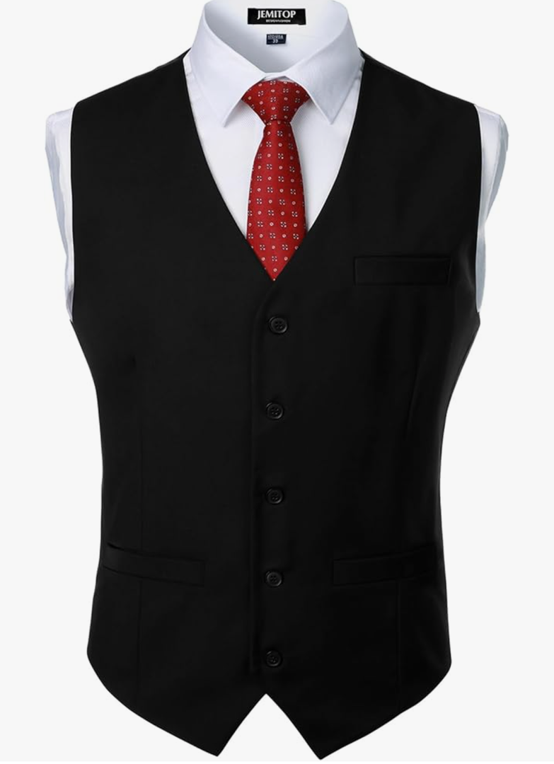 JEMITOP Men's Classic Slim Fit Dress Vest Formal Wedding Prom Tuxedo Suit Vest with Pocket XL