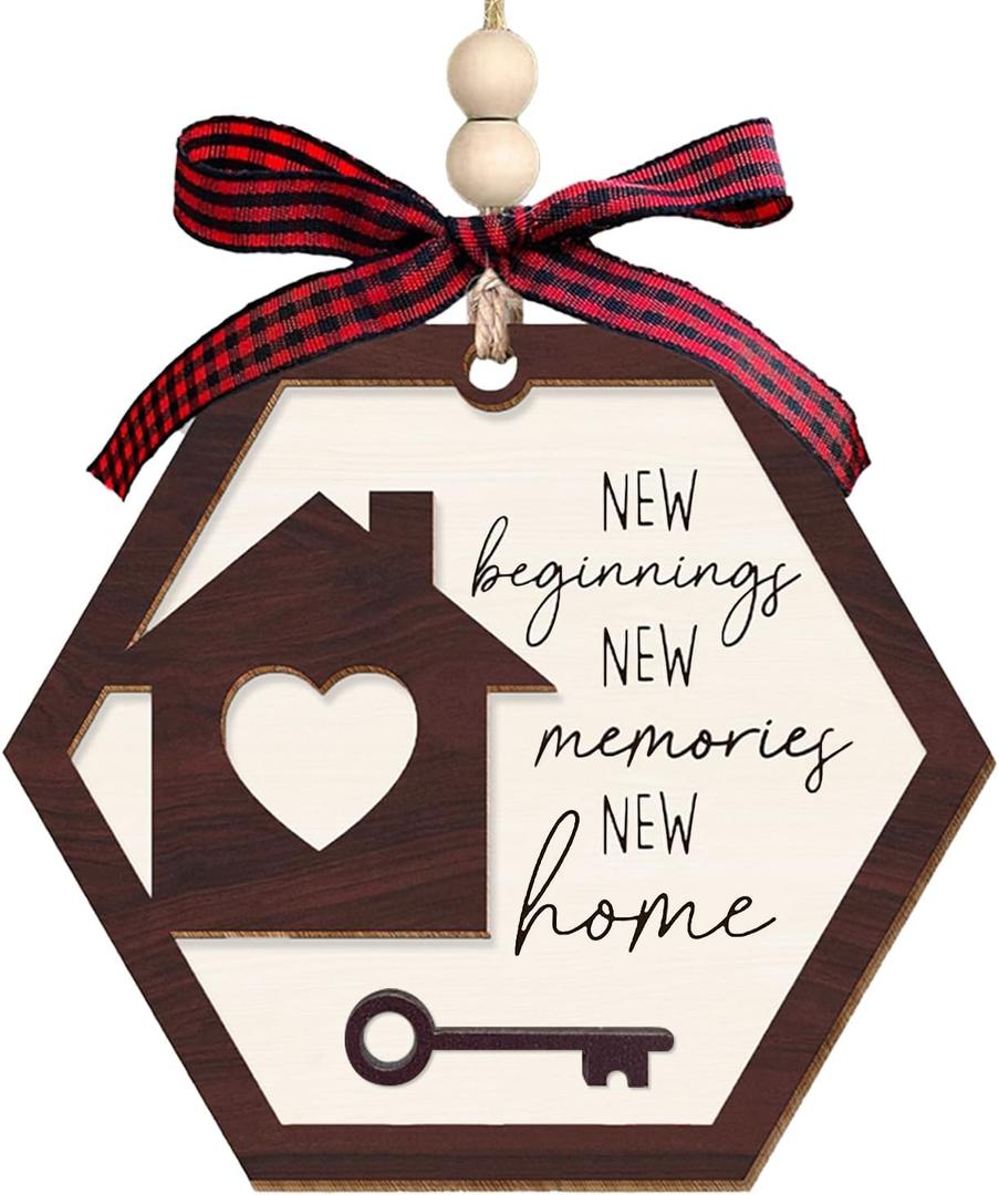 3 x House Warming Gifts New Home - Customizable Housewarming Gifts for Women, Men, Couple, Homeowner, 2026 New Home Gift Ideas, Realtor Closing Gift, Wooden Ornament, New Beginnings Gifts