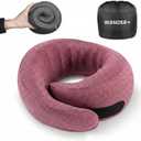WANDER PLUS Travel Pillow, 100% Pure Memory Foam Travel Neck Pillow Airplane Neck Support Ergonomic Design Best for Sleeping Plane Car Train Office Flight for Adults, Violet