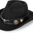 Western-Cowboy-Hat Classic Cowgirl-Hat for Kids Boys Girls Bull-Head Fedora for Party(4-8T) (Black-style3)