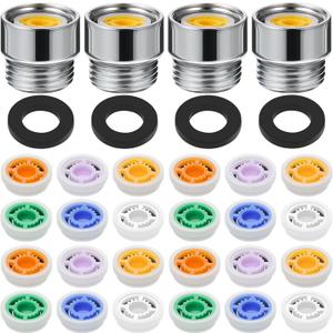 Honoson 4 Set Shower Flow Reducer Limiter Set 1/2 Inch Flow Restrictor Control Valve for Fixed Handheld and Shower Head 1.2/1.5/1.8/2/ 2.2/2.5 Gpm